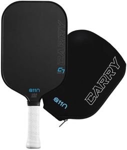 A11N Carry C7 14mm Pickleball Paddle with Paddle Cover, Raw Carbon Fiber Surface with High Grit & Spin, Minimalistic Style Pickleball Paddle with Elongated Shape, USA Pickleball Approved