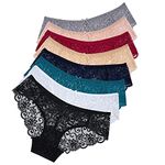 Sunm Boutique Multipack Women Lace Briefs Ultra Thin Lace Panties Sexy Underwear Low Rise Soft Bikini (Multicoloured L)