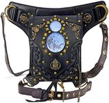 Valentoria Mens Womens Steampunk Punk Waistbag Shoulder Bag Crossbody Bag Leg Hip Holster Purse Belt Pouch Travel Chain Bags Leather Hinking Packs Handbag Messenger Bags (Punk Bag C)