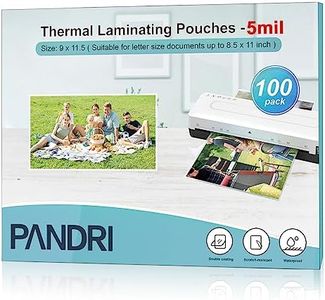 Laminating Sheets, PANDRI 100 Pack Thermal Laminator Pouches Holds 8.5 x 11 Inch, 5 Mil Clear Laminator Paper 9 x 11.5 Inch, Letter Size