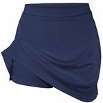 Girls Skort 2-in-1 Shorts Tennis Skirt Active Gymnastic School PE Sports Shorts (9-10 Years, Navy)