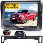 Yakry Backup Camera Plug and Play: Color Image Clear Night Vision Hitch Rear View Camera DIY Parking Lines HD 1080P 4.3'' Monitor Reverse Camera Waterproof LED On/Off for Car Truck SUV Tractor Y11