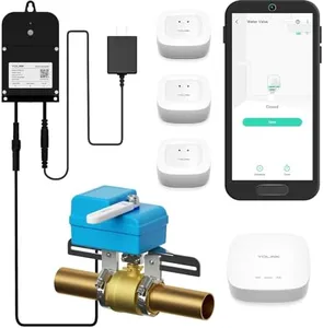 YoLink DIY Automatic Water Leak Detection & Shut-Off Starter Kit, EVO Valve Operator, Wireless Valve Controller, (3) Leak Sensors, Hub