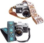 Art Tribute Blue & White Woven Vintage Camera Straps Bundle Package- Great GIft for Man and Women Photographers