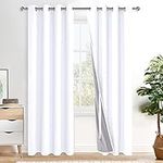 XWZO 100% Blackout Curtains 2 Panels - Heat and Full Light Blocking Window Panels with Grommets for Bedroom/Nursery, 84 Inches Long Thermal Insulated Draperies, White, W52 x L84, Set of 2