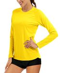 MAGCOMSEN Running Shirts Women Athletic Shirts Women Workout Shirts for Women UV Shirts for Women Long Sleeve Shirts Summer T Shirts Yellow