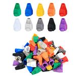 Aussel 10 Color 100PCS Soft Plastic Ethernet RJ45 Cable Connector Boots Plug Cover