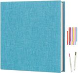 Boic Photo Album Self Adhesive for 4x6 8x10 Pictures Scrapbook Album, Linen Vintage Scrap Book 40 White Pages Memory Book, Anniversary Birthday Wedding Gifts (Sky blue)