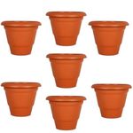 Virajsanchi Round Pots for Plants | Indoor and Outdoor Flower Pot for Home/Office/Table/Garden/Balcony Decoration | 8 inch (Set of 7) | Heavy Duty Highly Durable Plant Container Gamla (7)