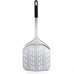 AmeierGro 12" Perforated Pizza Peel, Long Handle(31") Anodised Aluminum Pizza Spatula Paddle, Pizza Oven Accessories for Pizza Stone/Grill