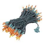 Novelty Lights 100 Light Orange Christmas Mini Light Set, Green Wire, 50' Long