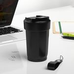 Castleite BrewCruise Travel Coffee Mug 6 & 8 Hours Hot & Cold 450ML Vacuum Insulated Stainless Steel Double Walled Sipper with Spill-Proof Flip Lid Design - Vogue Portable Companion (Jet Black)