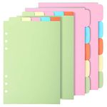 Teenitor 20pcs A5 Binder Dividers, 2 Set A5 Vertical Subject Dividers + 2 Set A5 Horizontal Divider, A5 6-Hole Punched Colorful Ring Binder Divider, Loose-Leaf Page Dividers for A5 Notepad