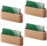 muso wood Business Card Holder for Desk Wooden Display Business Card Stand for Office Tabletop 4 Pack (Beech)