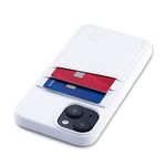 Dockem iPhone 14 Card Case with Liquid Silicone Shell, Built-in Metal Plate for Magnetic Mounting & Stitched-on Wallet with 2 Premium Synthetic Leather Credit Card Slots (M2L, White)