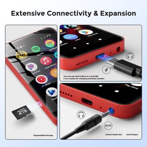 innioasis 160GB MP3 Player – Red High-Capacity Portable Music Player