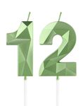 Green 12th Birthday Candles, 3D Green Number 12 Candle for Cake, Boys Girls 12th Birthday Decorations, Green Cake Decorations, Green Candle Cake Topper for Birthday Party Weddings Anniversary Supplies