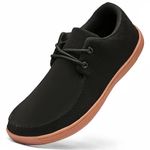 HIIGYL Wide Fit Shoes Men Slip On Loafers Casual Boat Shoes Minimalist Walking Fashion Trainers Non-Slip Shoes Comfortable Black 9