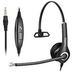 Callez Cell Phone Headset with Microphone Noise Cancelling, Wired Computer Headphone with 3.5mm Jack for iPhone Samsung PC Skype Work Call Center Office Meetings, in-Line Controls, Clear Chat