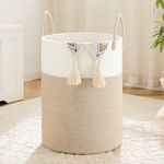 Artfeel Laundry Basket,Woven Cotton Rope Laundry Hamper,100L for Decorative Storage of Dirty Clothes,Toys and Blankets in Bathroom,Baby Room and Living Room