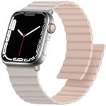 Anlinser Magnetic Bands Compatible with Apple Watch Band 45mm 44mm 42mm 41mm 40mm 38mm, Double Side Reversible Bracelet Strap for iWatch Ultra 2 SE Series 9 8 7 6 5 4 3 (41/40/38, Starlight/Pink)