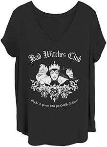 Disney Villains Bad Witch Club Women's Cowl Neck Long Sleeve Knit Top, Black, Medium