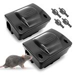 Rat Bait Station 2 Pack - Rodent Bait Box with Dual Keys - Eliminates Rats, Mice, Chipmunks, Squirrels Fast. Children and Pet Safe Indoor Outdoor (2 Pack) (Bait not Included)