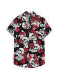 XPIOR Skull Red Pattern Digital Printed Half Sleeves Cotton Material Mens Shirt (XX-Large)
