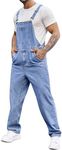 Runcati Men's Denim Bib Overall Jean Romper Trousers Adjustable Strap Workwear Slim Fit Jumpsuit
