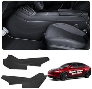 cybtkcar 2026 Tesla Center Console Anti Kick Pad Protector Model Y Juniper Refresh Front Seat Side Anti-Dirty Mat Model Y Juniper Accessories Waterproof Dust Resistant Protector Cover TPE 2PCS Black