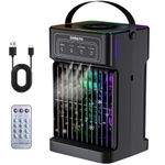 Portable Air Conditioner, 1100ML Evaporative Air Cooler with 3 Wind Speeds, Personal Mini Air Conditioner with 7 LED Light, 2-8 Adjustable Timer, 3 Cool Mist Modes Ice Fan for Bedroom Car Office