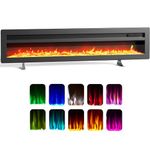 FIDOOVIVIA 40"/102cm Electric Fireplace Recessed Media Wall Inset, Electric Wall Mount Fireplace Free Standing with 9 LED Colour Flame Effect & 5 Brightness, 900W/1800W Heater, Remote Control, Black