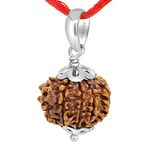 ARIHANT GEMS & JEWELS 7/8/9/10/11/12/13 Mukhi/Faced Nepali Rudraksha With 925 Silver Pendant | Natural & Certified | Astrological Rudraksha | Positive Effect | Unisex Both for Men & Women (10 Mukhi)