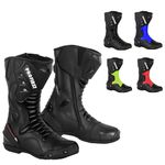 Inflori Genuine Leather Motorcycle Boots Waterproof Motorbike Shoes Armoured Boot Protection Anti Slip Racing Sports (Black, UK Footwear Size System, Adult, Men, Numeric, Medium, 11)