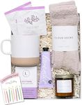 Unboxme Lavender Spa Gift Set - Relaxation Gifts For Women - Get Well Soon Gift Basket with Scented Candle, Bath Bomb, Soap