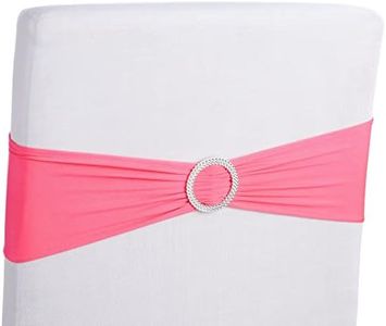 Juvale 50 Pack Pink Chair Sashes with Silver Buckles, Fits 13.5-16.5 Inch Chair Backs for Wedding Reception, Baby Shower & Birthday Party Bows