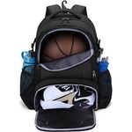 DSLEAF Basketball Backpack with Ball Holder, Soccer Bag for Basketball, Volleyball with Shoe Compartment & Laptop Sleeve for Travel, School Team