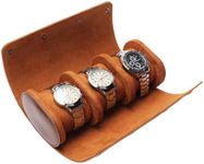 Watch Roll Travel Case 3 slot, PU Leather Watch Rolls Box For Men and Women, Watch Storage and Organizer for 3 Watch, Watch Case with Removable Pillows for Watch Storage/Travel