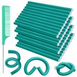 40PCS Flexible Curling Rods Set - No Heat Hair Rollers for Short & Long Hair, Twist Foam Rollers with Comb (Colors Random)