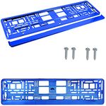 PAIR (2PCS) SUPER BLUE GLOSS Car Registration License Number Plate Surround Holder Frame Surround