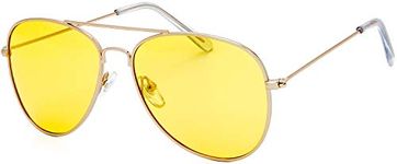 The Fresh Men Women Driving Polarized HD Sight Night Vision Driving Anti-Glare Glasses Yellow Lens Frame Ultra Light, 125b-gold, Large