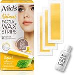 Nad's Natural Facial Wax Strips - Facial Hair Removal For Women, Face Wax Strips, Includes 30 Vegan Waxing Strips + Post Wax Oil