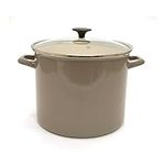 Starfrit 15L (16Qt) Carbon Steel Stockpot with Glass Lid - Enameled Exterior - Oven Safe - PFOA Free - Easy to Clean - Grey