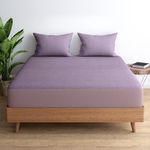 Wakefit Waterproof Bamboo Mattress Protector | Anti-Bacterial Bed Cover, Hypoallergenic, Ultra Soft Fitted Cover - Lavender (75x60 Inch) - Queen