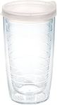 Tervis Clear & Colorful Lidded Made in USA Double Walled Insulated Tumbler Travel Cup Keeps Drinks Cold & Hot, 16oz, Clear Lid