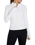 TCA Women’s Running Jacket – Long Sleeve Gym Tops Women, Full Zip Sports Jacket, Lightweight Gym Jackets Women - Bright White, M