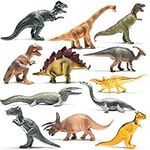 Prextex 10'' Dinosaur Figures - 12 Plastic Dinosaur Toys for Boys & Girls - Assorted Dinosaurs Include T-Rex & More - Dinosaur Toys for Kids 3-5+