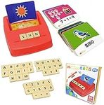 WhizBuilders Matching Letter Game & Numbers Board Game with 90 Flash Cards : Sight Words & Math Formula Memory STEM Toys for Toddlers , ABC Learning & Spelling Game for kids Age 3-8 Year Old