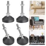 PERFETSELL 4 PCS Adjustable Feet, M8*50mm Adjustment Screw Threaded Screw in Feet Weight Rated Tilt Glides Pads Heavy Duty Levelling Foot Table Machine Feet for Furniture, Chair Leg Floor Protectors
