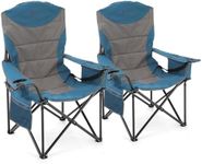 ARROWHEAD OUTDOOR 2-Pack Oversized XXL Portable Folding Camp Chair w/Glass & Cup Holders, Armrest Cooler, Heavy Duty Carry Bag, 600 lbs Weight Capacity